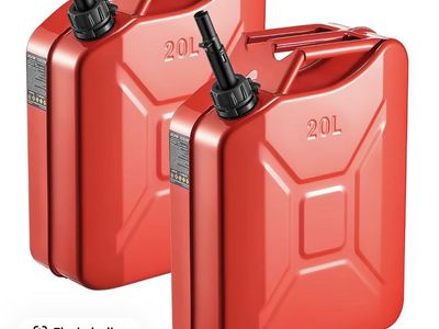 2 pack VEVOR 5.3 Gal Metal Fuel Jerry Can with Spout, Comfort Handle, Smooth 6 L/min Pouring, Leakproof & Corrosion-Resistant