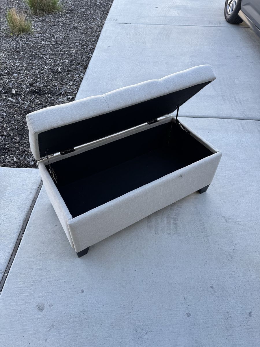 Tufted Storage Ottoman Bench – Tan