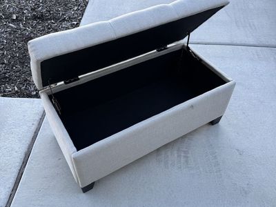 Tufted Storage Ottoman Bench – Tan