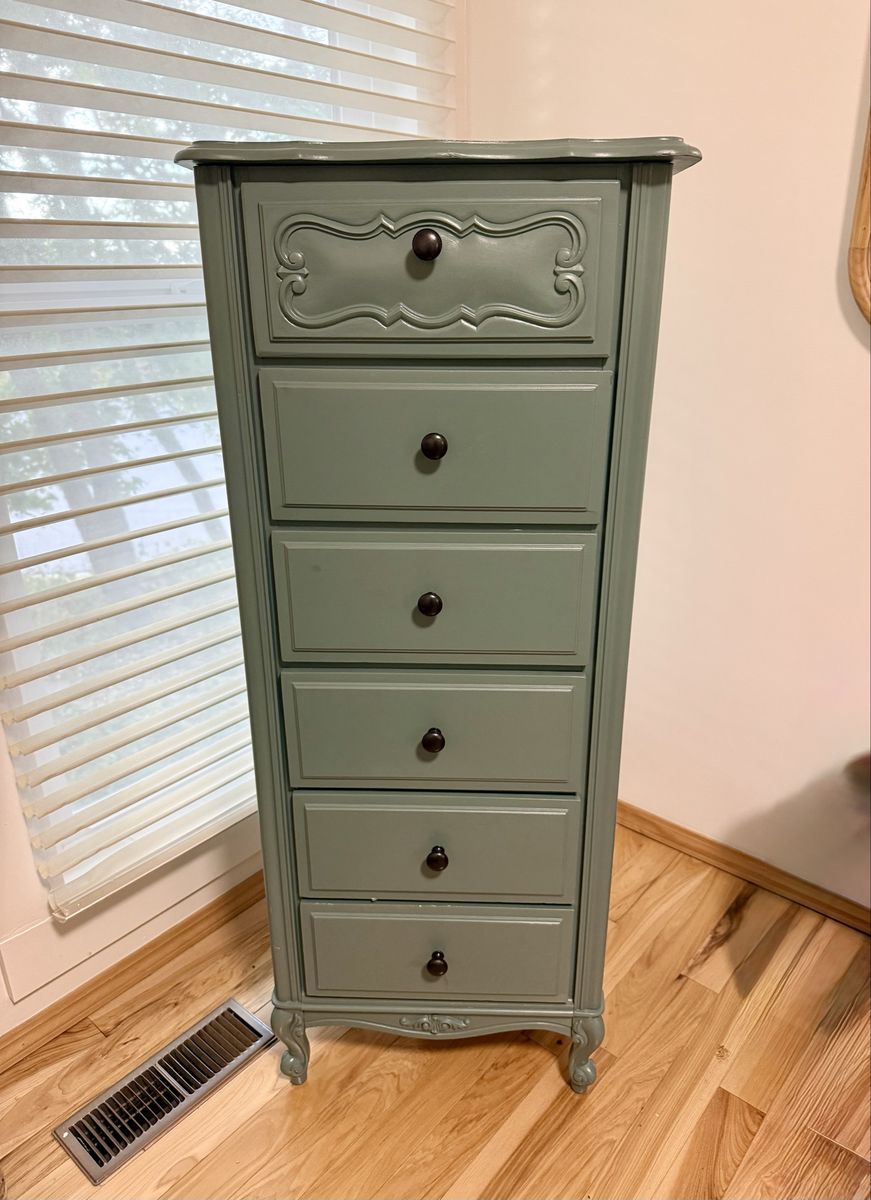 Vintage-Style Matte Teal Dresser, Tallboy Dresser & Nightstand
