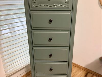 Vintage-Style Matte Teal Dresser, Tallboy Dresser & Nightstand