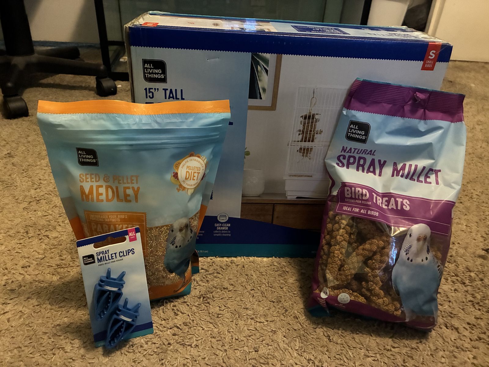 Bird cage and supplies