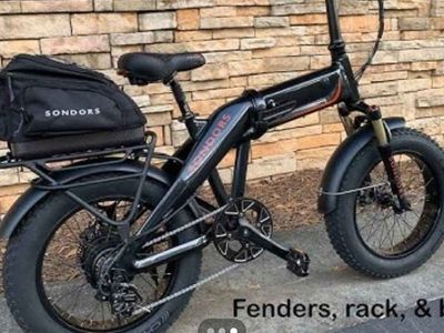 Sondors Fold XS 750W Folding Electric Fat Tire Bike with Rear Rack & Bag