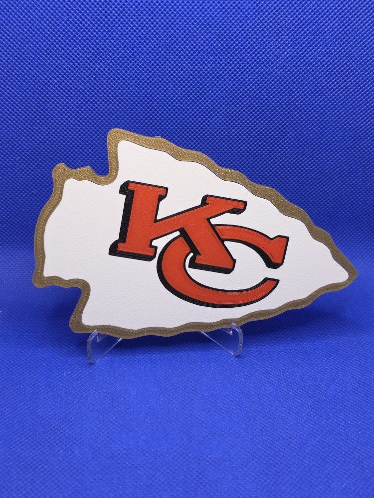 Kansas City Chiefs Logo Sign - 3D Printed KC Arrowhead - NFL Fan Decor