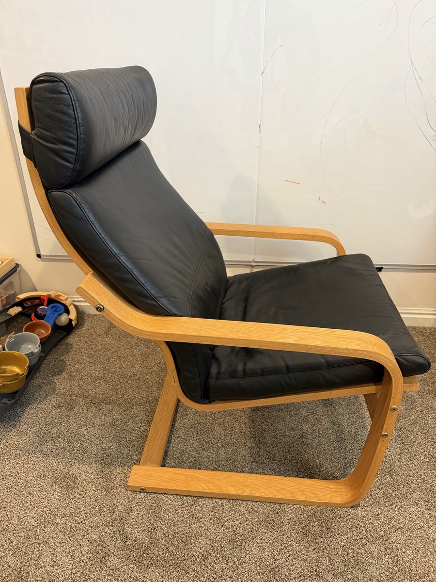 IKEA POÄNG Armchair Black Leather 