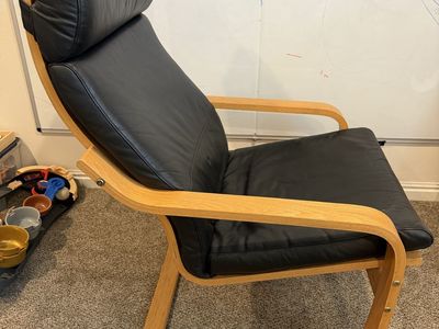 IKEA POÄNG Armchair Black Leather