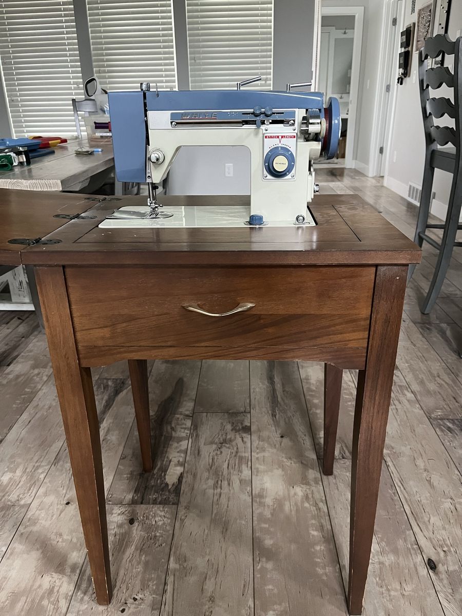 Vintage white sewing machine