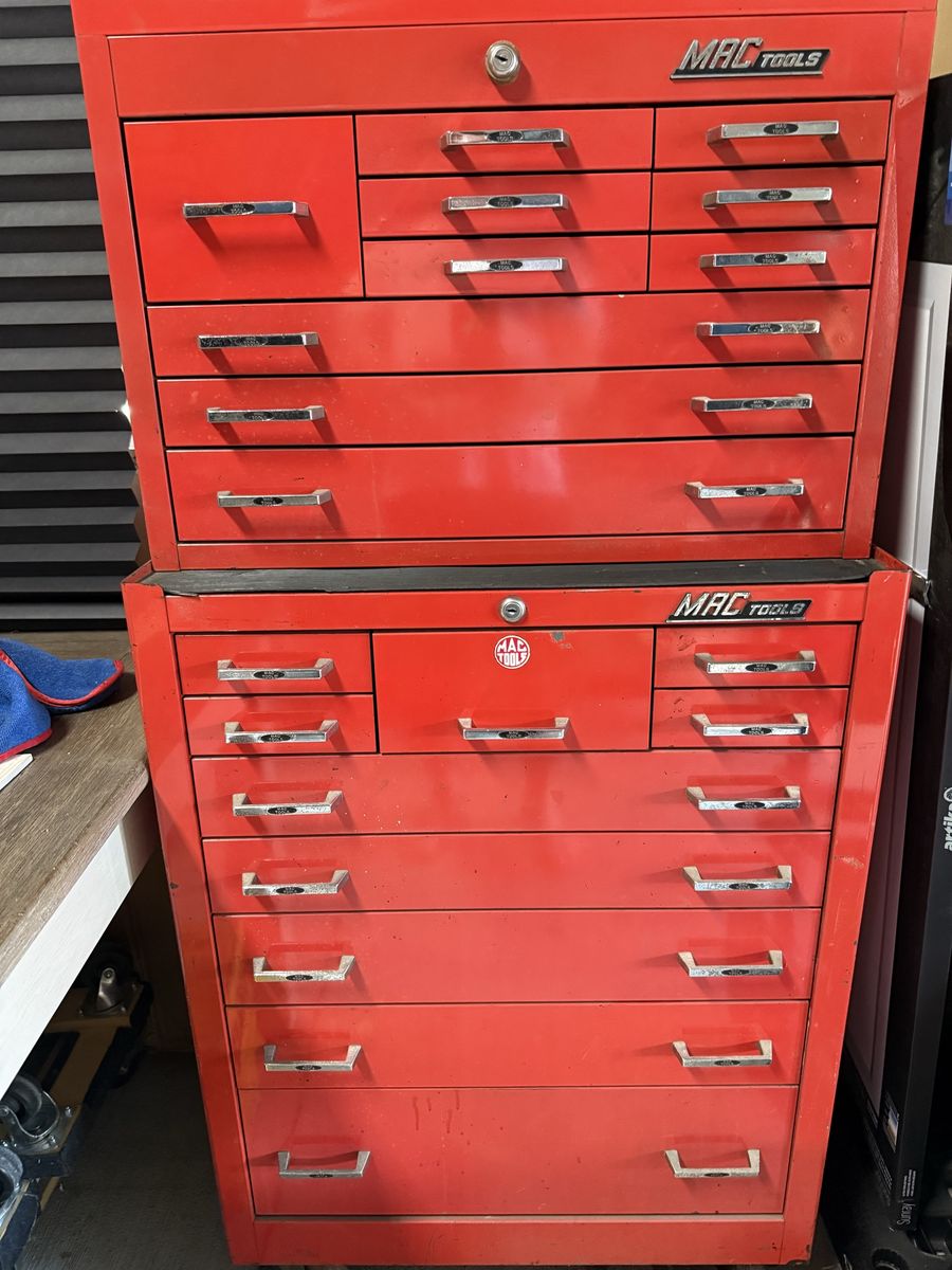 MAC Tools Red Stackable 2-Piece Tool Chest Combo with Multiple Drawers & Locks