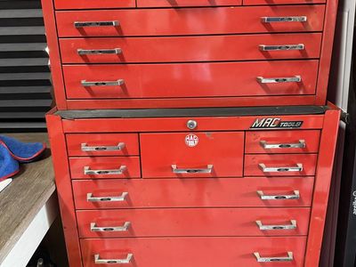 MAC Tools Red Stackable 2-Piece Tool Chest Combo with Multiple Drawers & Locks