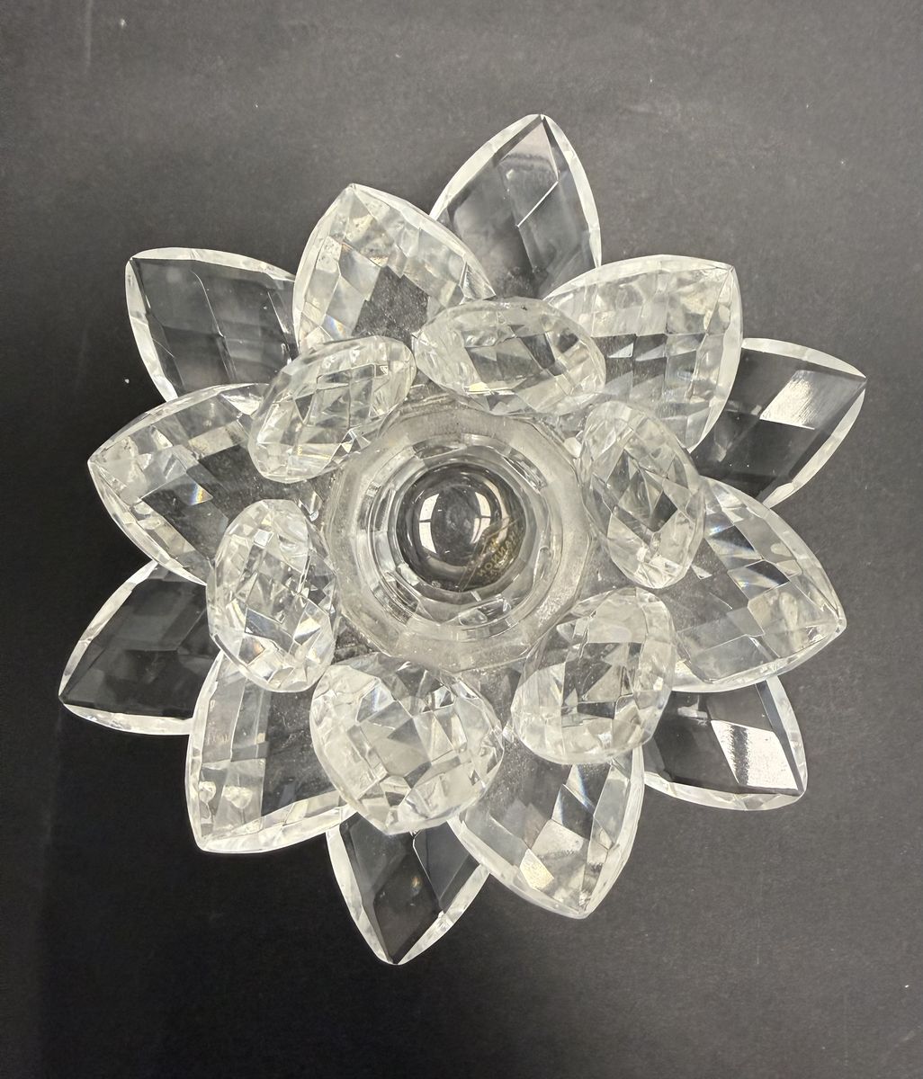 Vintage Shannon Crystal Lotus Candle Holder