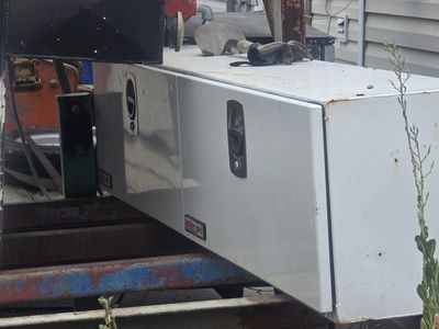 Weather Guard White Steel Truck Tool Box - Used, Double Compartment