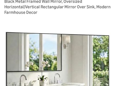 60"x30" Black Bathroom Mirror for Double Vanity