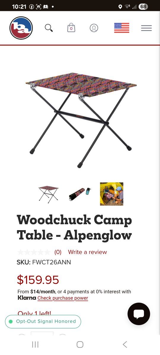Woodchuck Alpenglow Camp Table - Portable, Lightweight Outdoor Gear