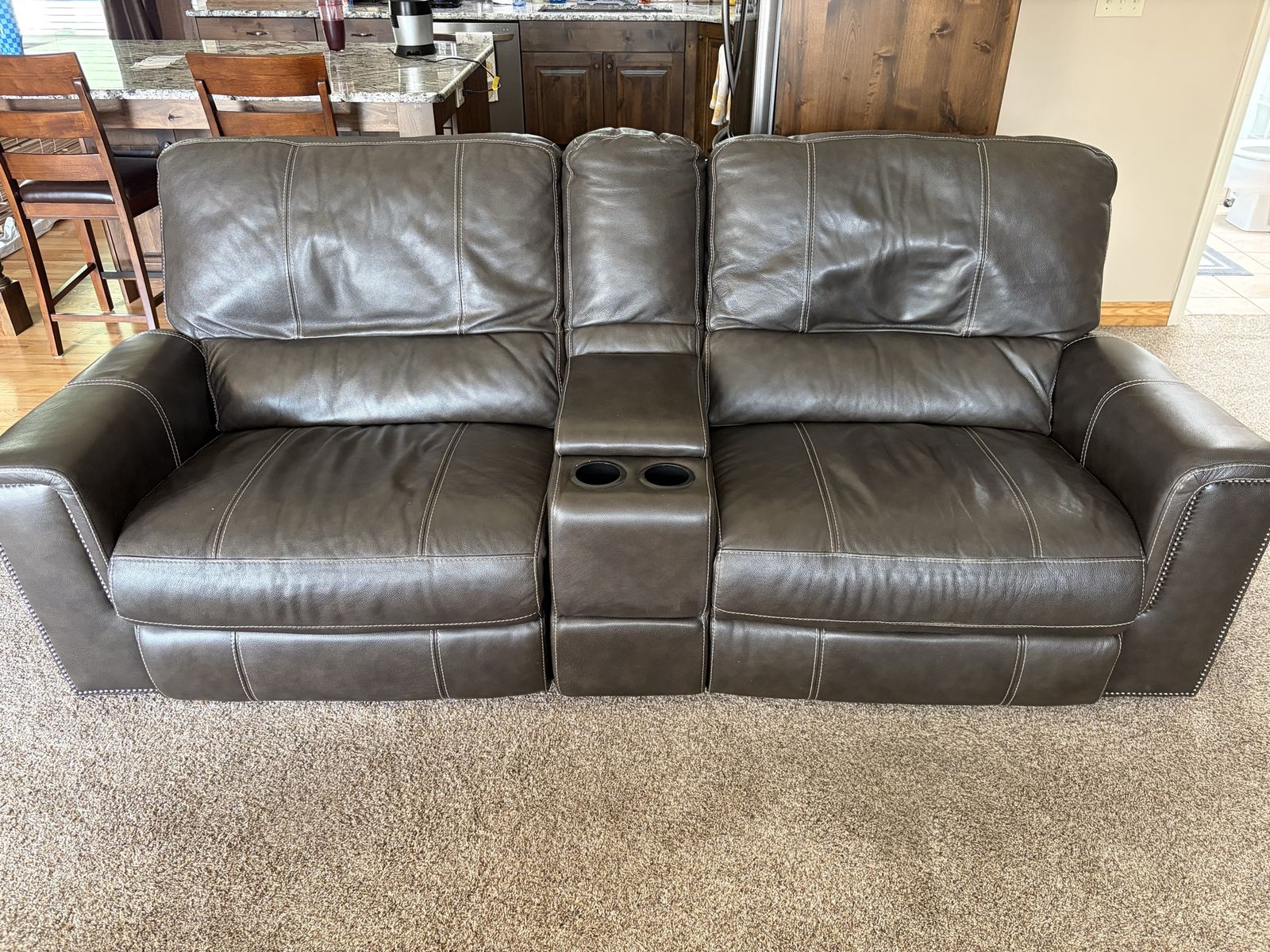 Leather couch and loveseat