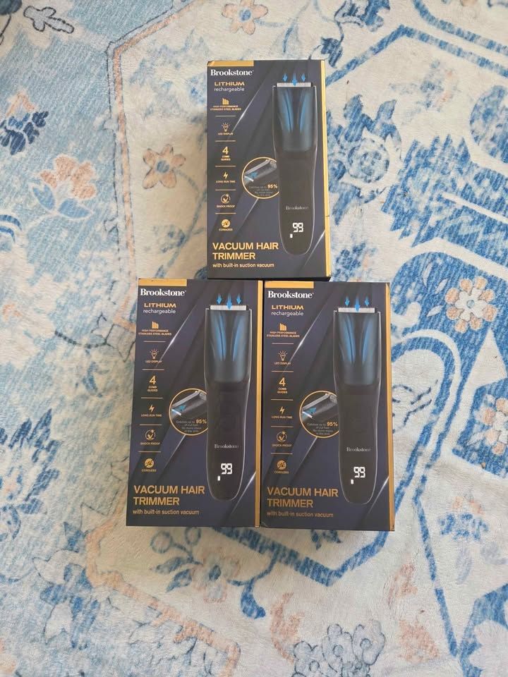 Brookstone Cordless Rechargeable Men's Electric Hair Trimmer with Included Vacuum