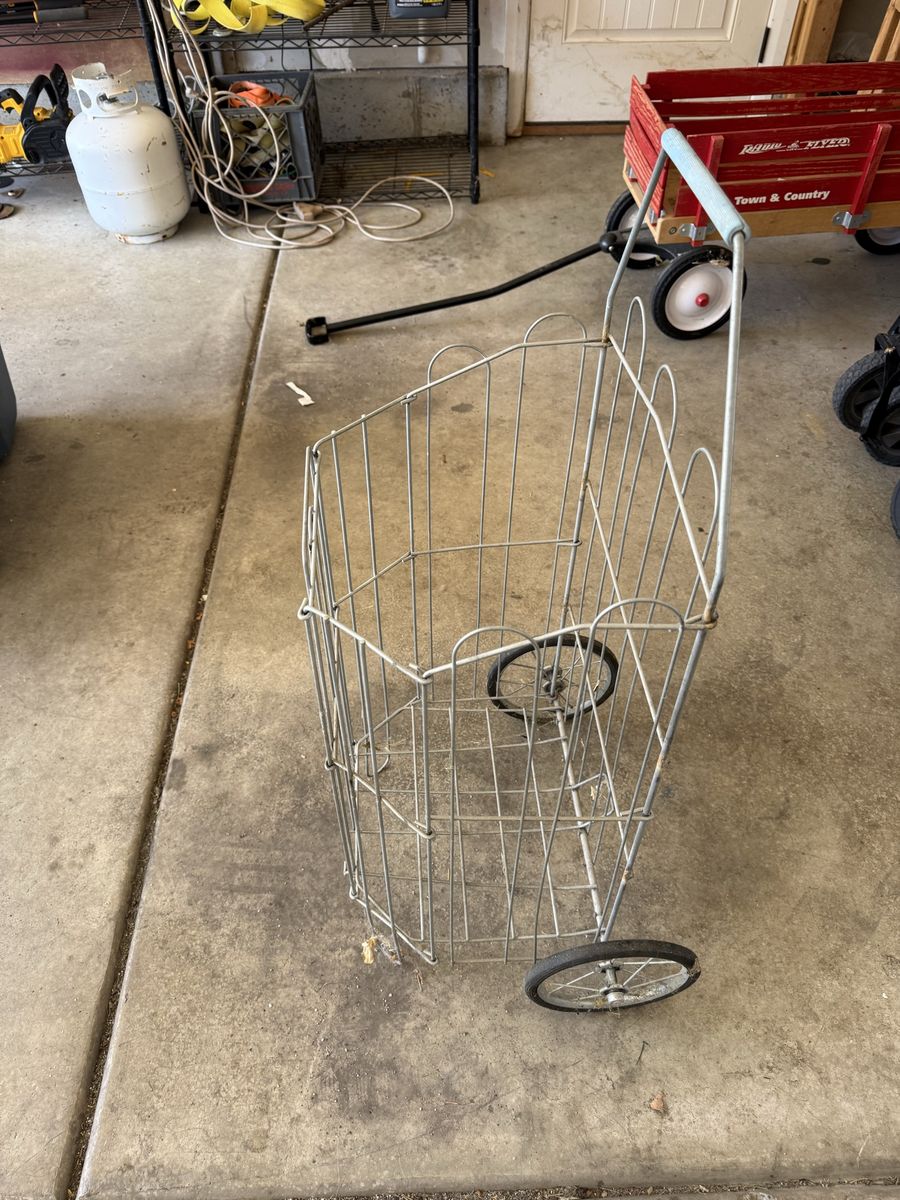 Antique fold up shopping cart