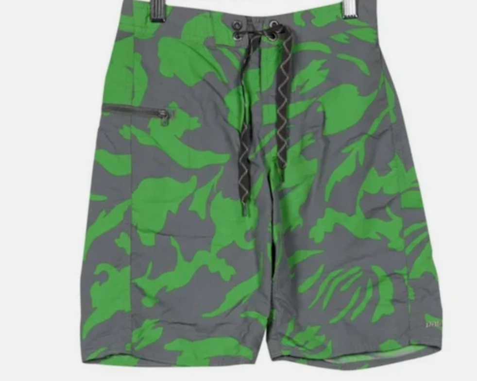 Patagonia Board Shorts Mens Size 29 Green Gray Board Shorts Swimsuit Trunks