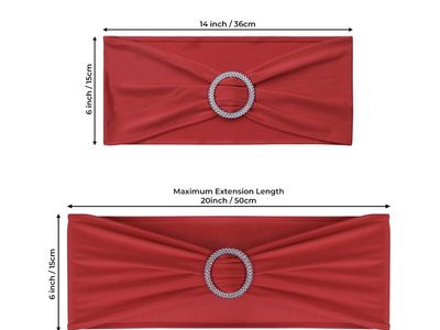 Red Spandex Chair Sashes with Diamond Buckle Slider, Stretch Chair Bands for Weddings & Events 10-piece