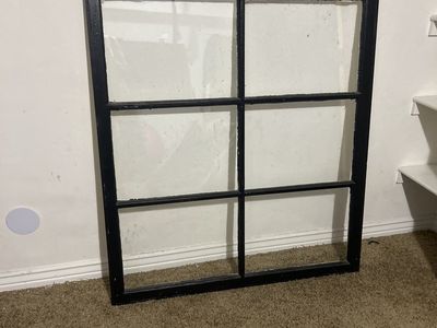 Black Wooden Window Frame with 6 Panes - Decorative Wall Art / Home Decor