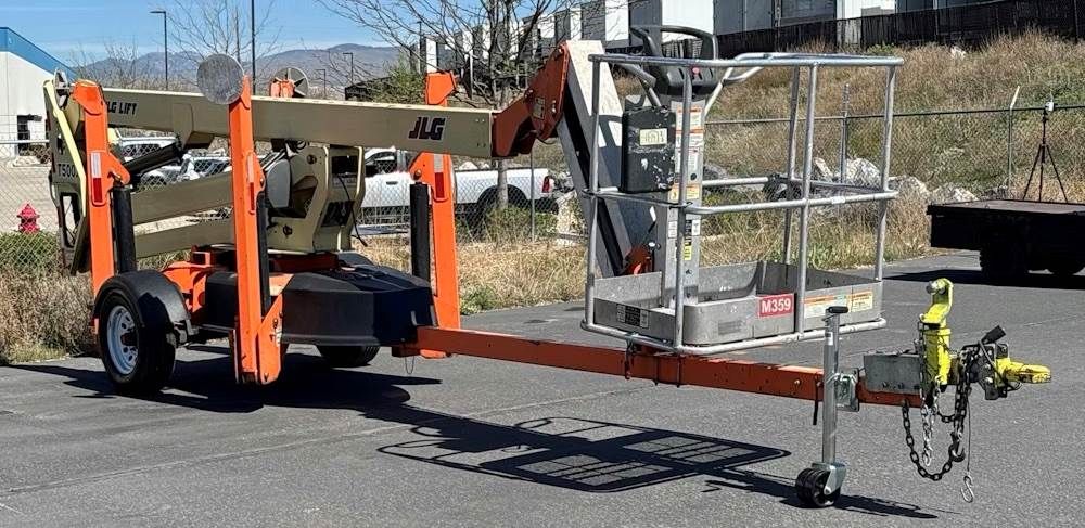 Used Tow Behind Aerial Boom Lift 2016 JLG T500J 50' Platform with Jib Portable Manlift Articulating
