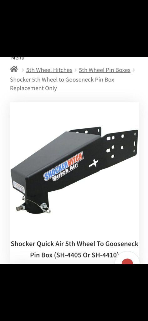***New In Box***
Shocker Quick Air 5th Wheel to Gooseneck Conversion Hitch – Fits Lippert 1621/0719