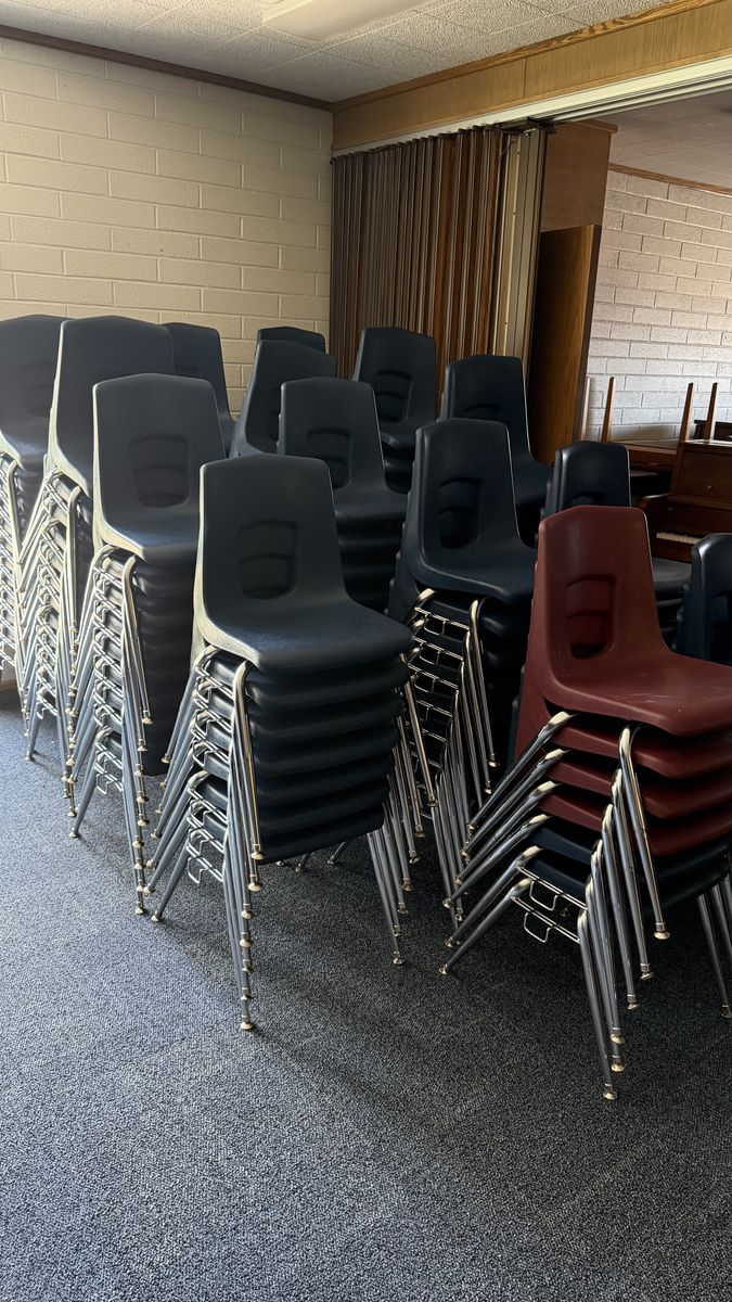 Plastic and Metal Stacking Chairs - Used by Skyline High Seminary - Must Go by 3 pm on 7/14/26