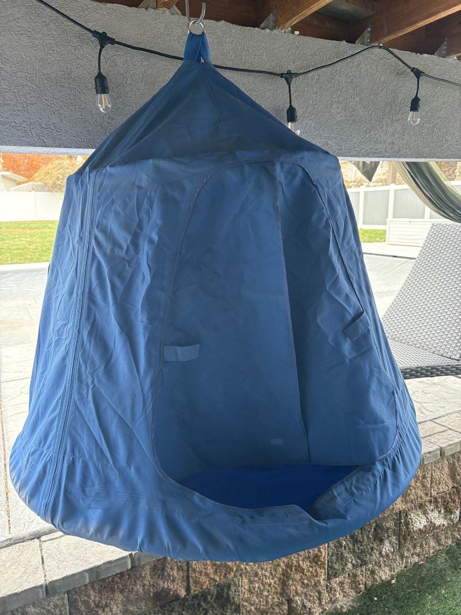 Blue Hanging Tent Swing Pod for Kids - Outdoor Indoor Relaxation Seat