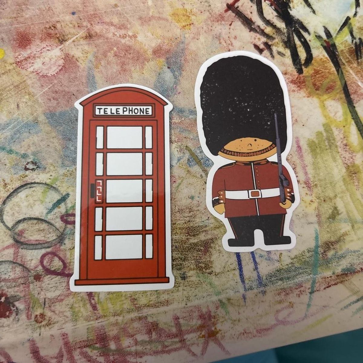 London-Themed Sticker Set: Red Telephone Booth & Royal Guard Decals