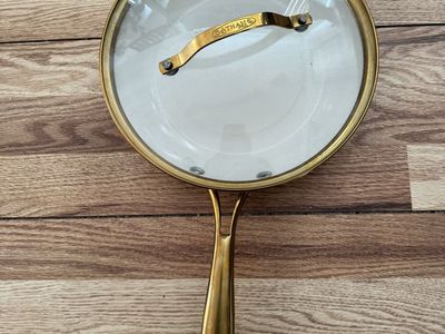 Gotham Steel 8.5" Fry Pan with Lid, Gold/White Ceramic Non-Stick, Great for Everyday Cooking