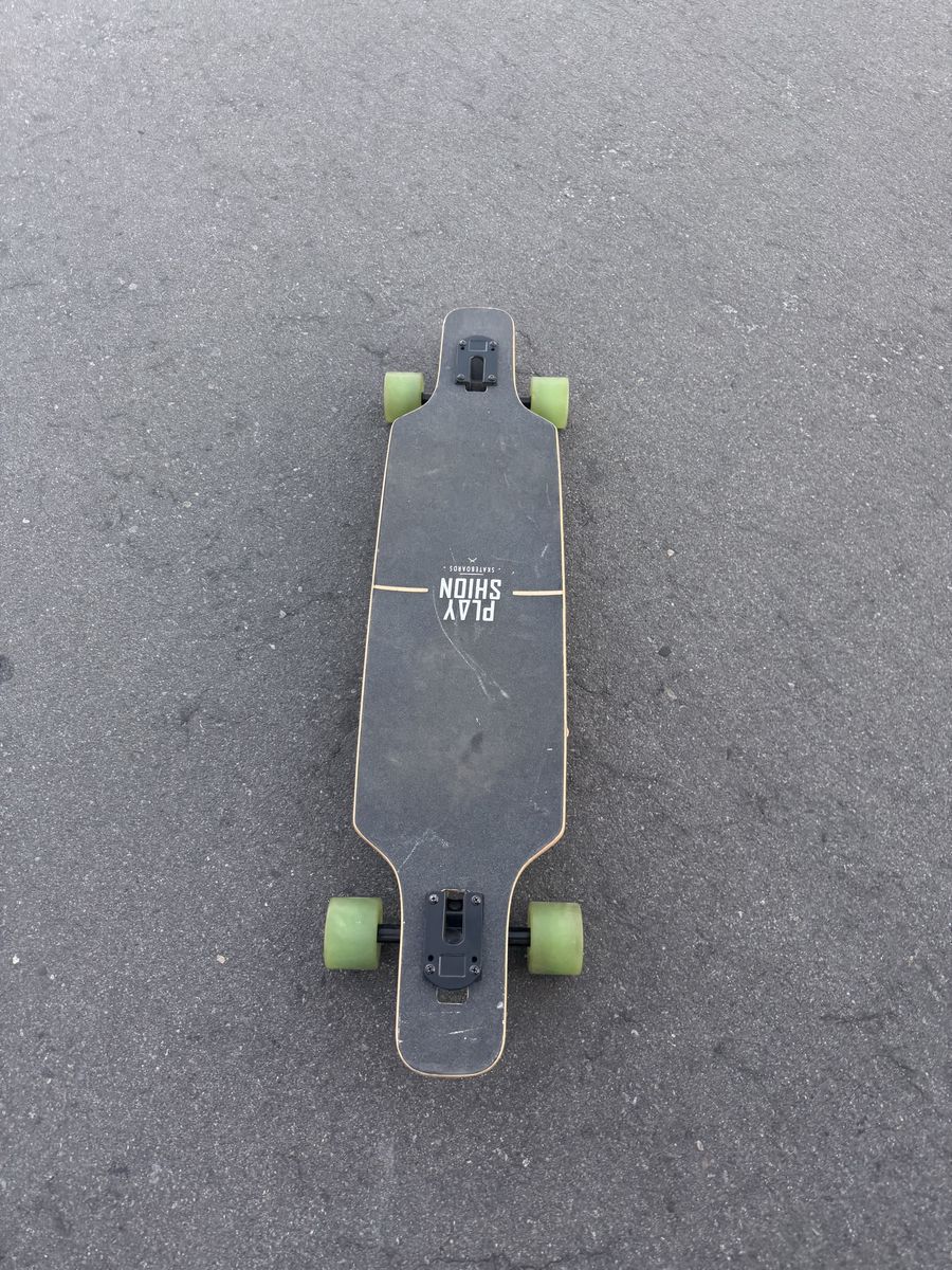 Playshion Drop Through Complete Longboard Skateboard with Green Wheels