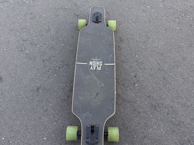 Playshion Drop Through Complete Longboard Skateboard with Green Wheels