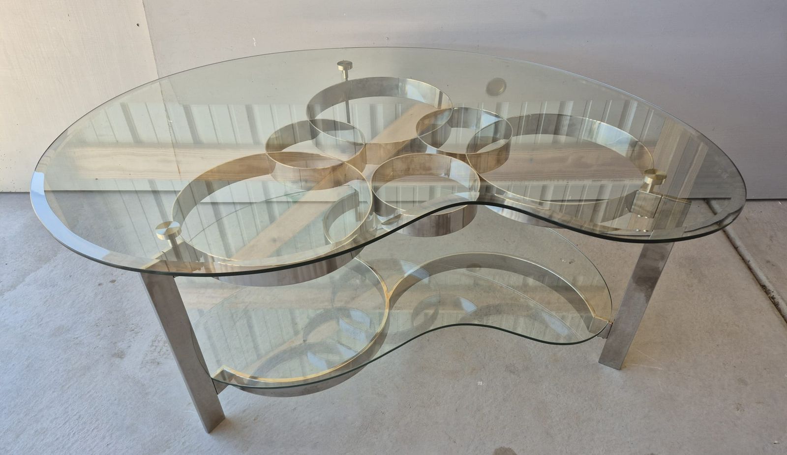MODERN TEMPERED GLASS & STAINLESS STEEL COFFEE TABLE SET