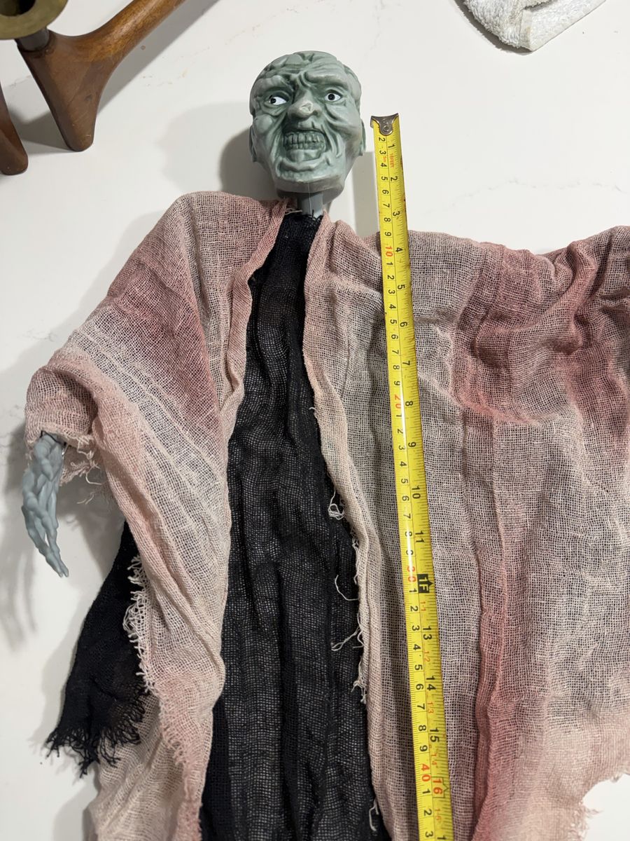 Creepy Halloween Zombie Ghoul Hanging Prop with Tattered Gauze Fabric