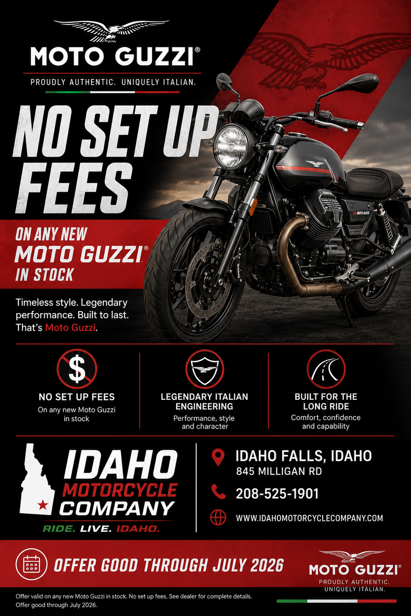 Moto Guzzi   NO Set UP Charges on Any New Moto Guzzi In Stock Only at www.idahomotorcyclecompany.com