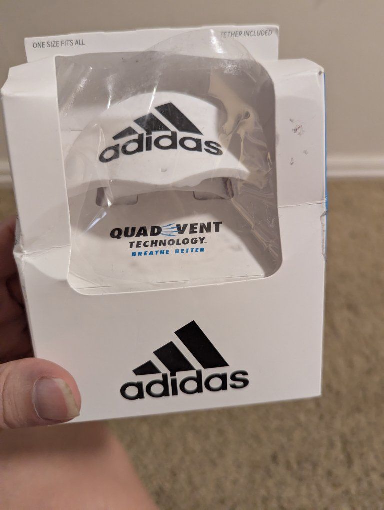 Adidas Quad Vent Lip Protector Mouth Guard White One Size OSFA with Tether