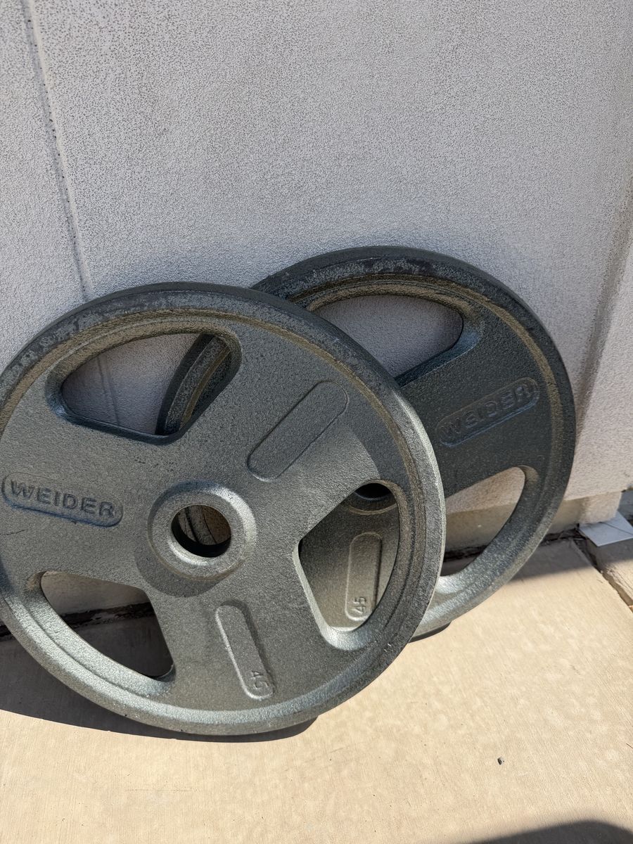 Weider 45 lb Olympic Weight Plates (Pair) - Used Barbell Gym Weights