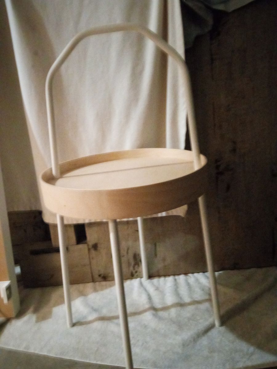 White and wood round side table nightstands modern