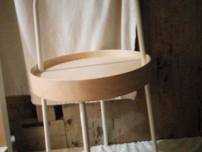 White and wood round side table nightstands modern