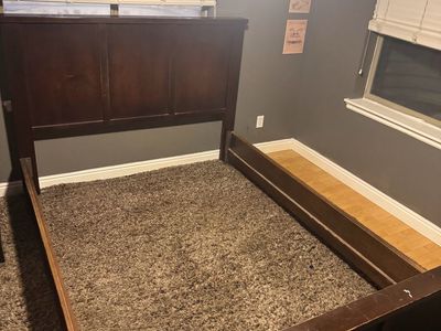 Dark Wood Queen Size Bed Frame - Headboard & Footboard Included