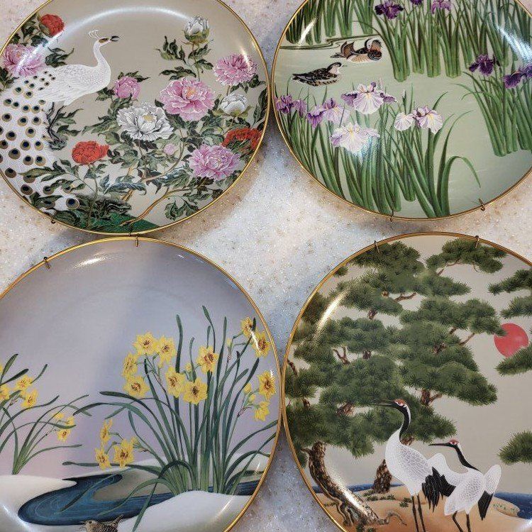 Set of 8 Vintage Japanese Style Decorative Porcela