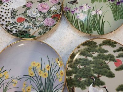 Set of 8 Vintage Japanese Style Decorative Porcela
