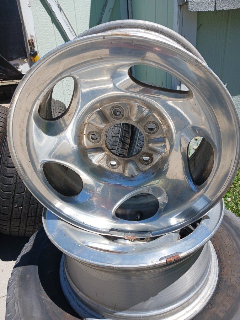 16X8 aluminum rims 5x5.5 bolt pattern fit older F-150s, Jeep and trailers