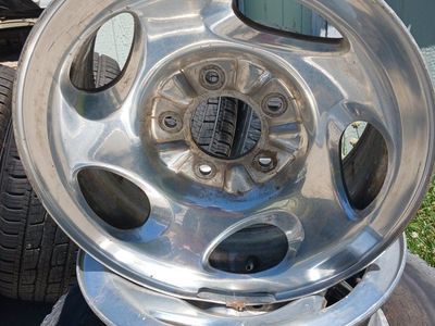 16X8 aluminum rims 5x5.5 bolt pattern fit older F-150s, Jeep and trailers