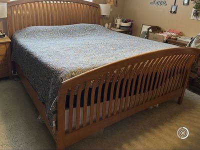 Solid Wood Sleigh Bed Frame - King Size - Headboard & Footboard Included