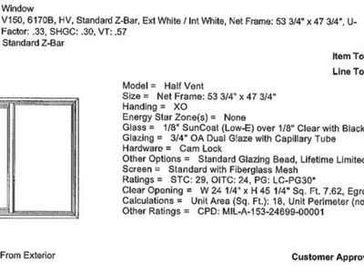 Pair of Milgard V150 White Vinyl Half-Vent Slider Windows (53.75" x 47.75")