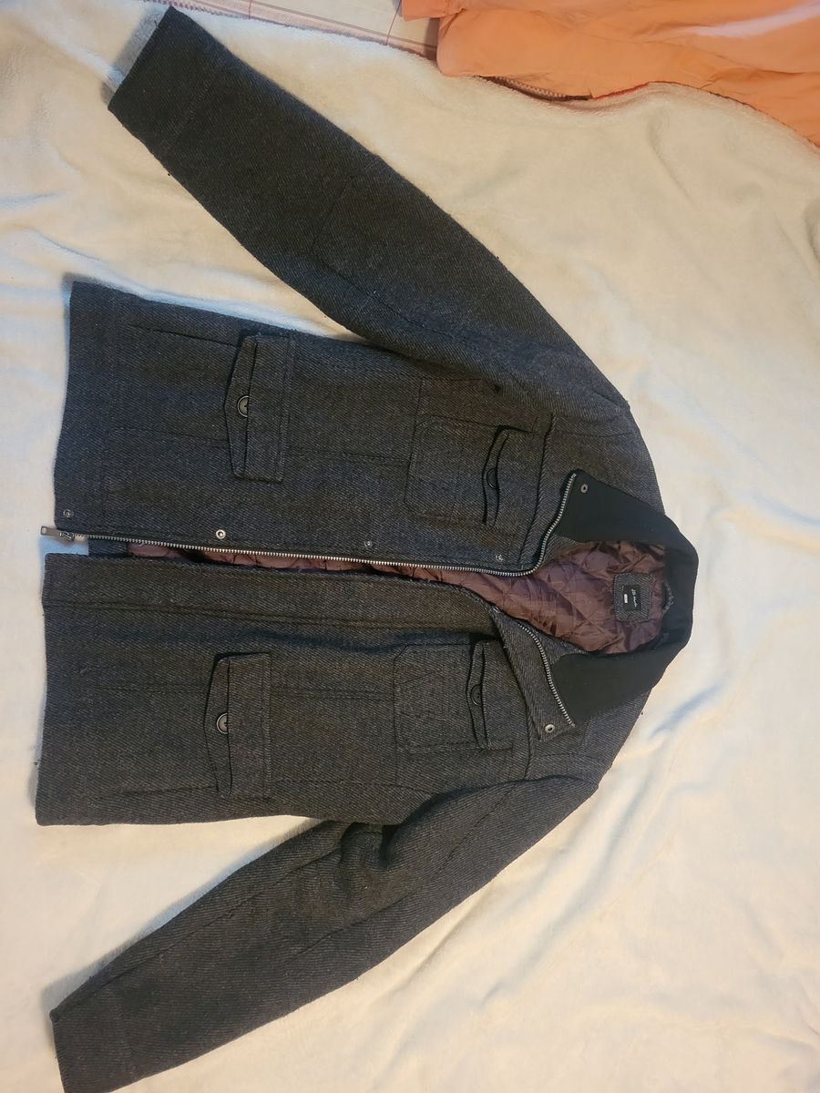 J.B. HOLT Vintage Grey Coat for men w/ maroon silk interior