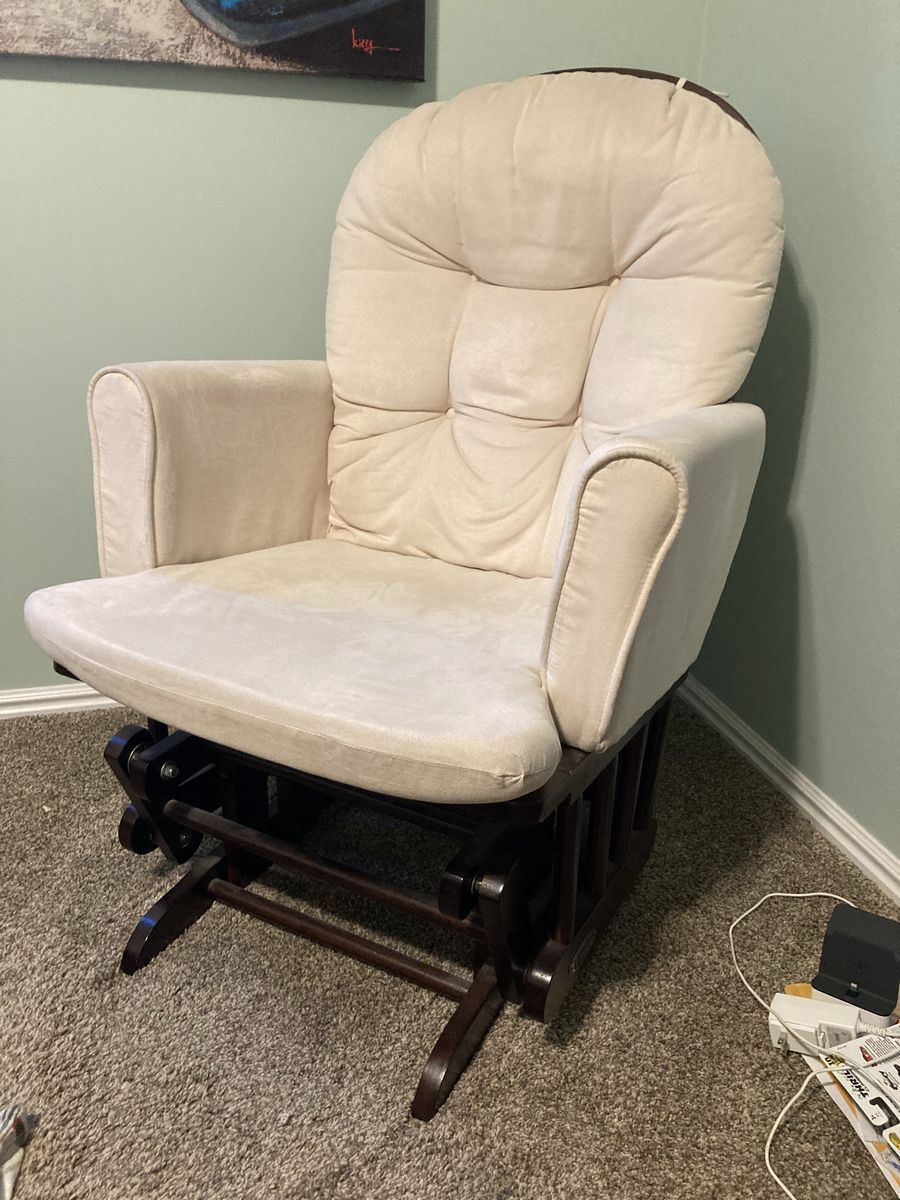 Cushioned Wood Glider Rocking Chair with Ottoman for Nursery or Living Room