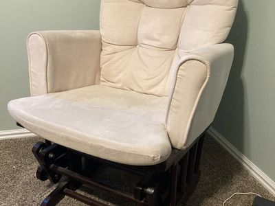 Cushioned Wood Glider Rocking Chair with Ottoman for Nursery or Living Room