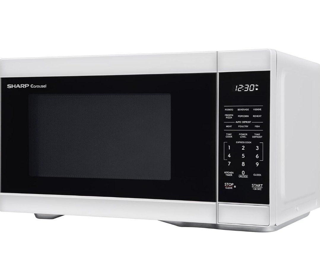 New Sharp Carousel 1.1 Cu. Ft. 1000W Countertop Microwave Oven - White