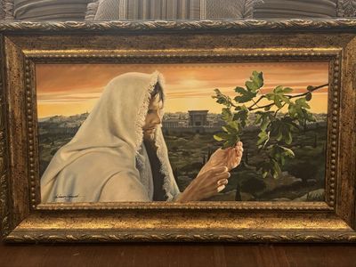 Religious Jesus Christ Art Painting with Ornate Gold Frame, Signed "S.L. Gammell"